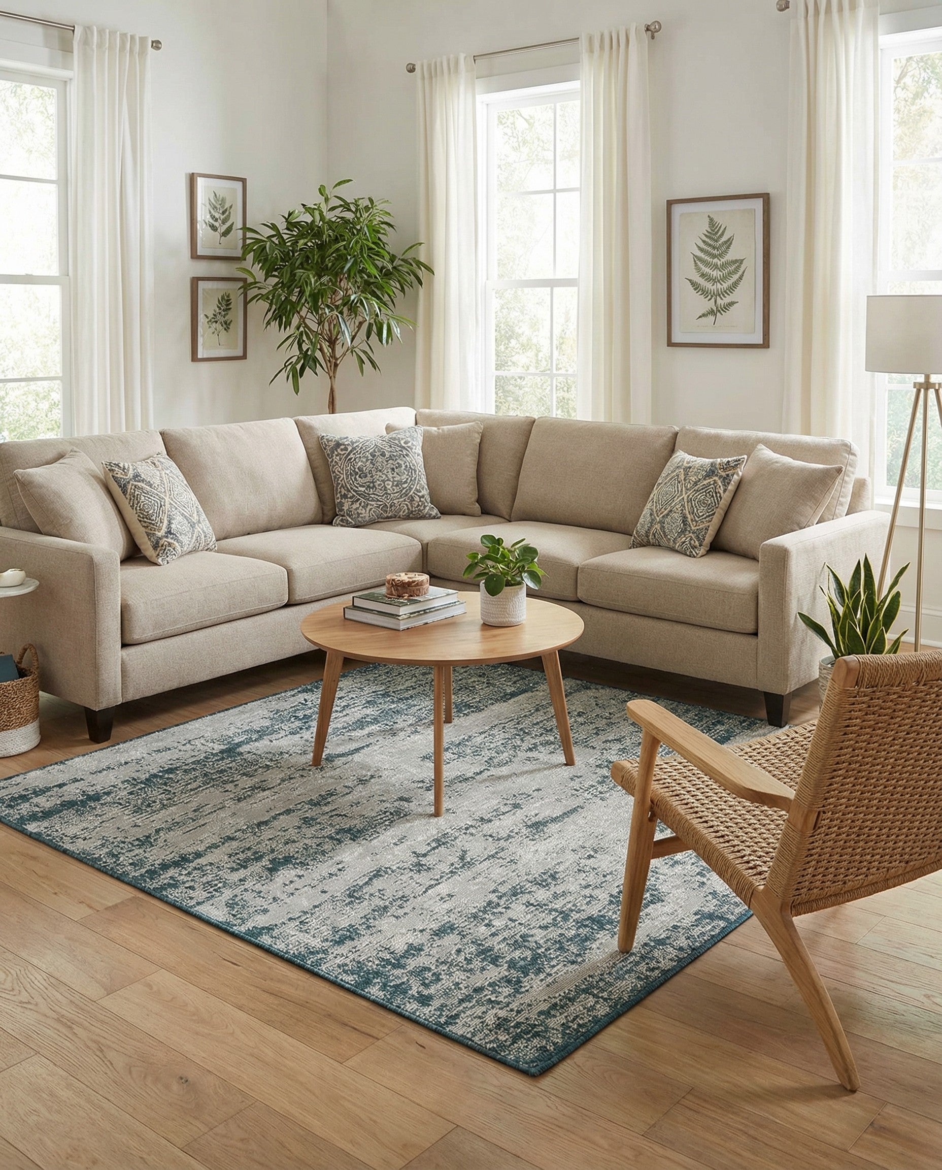  5' 3 x 5' 3  Washable Modern Indoor / Outdoor Square Rug