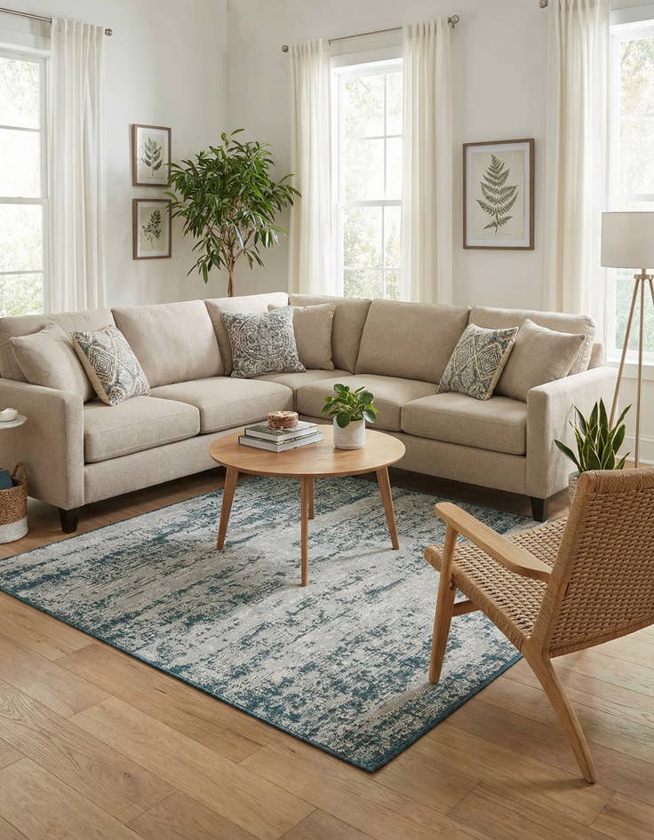 Detail image of  5' 3 x 5' 3  Washable Modern Indoor / Outdoor Square Rug