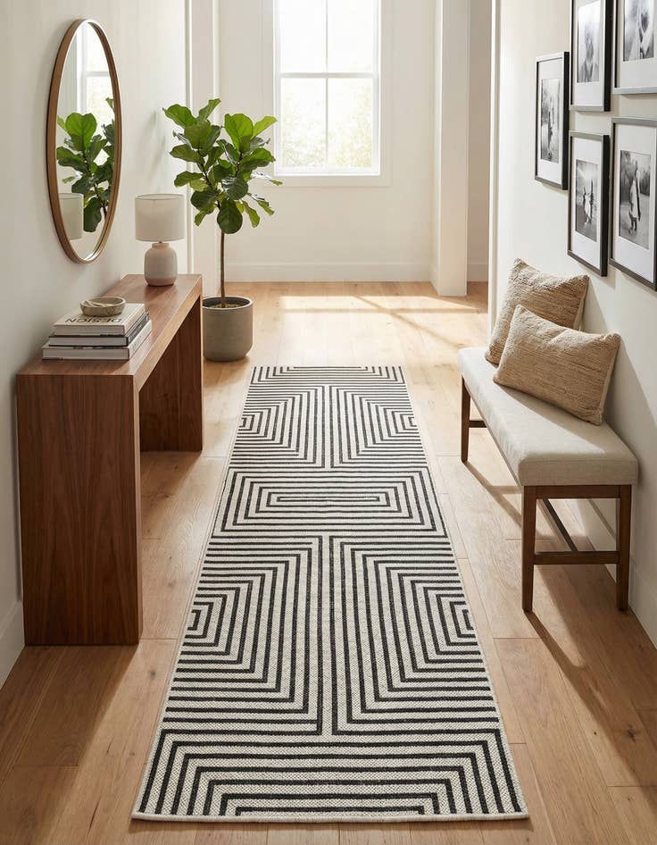 Detail image of  2' x 6'  Washable Modern Indoor / Outdoor Runner Rug