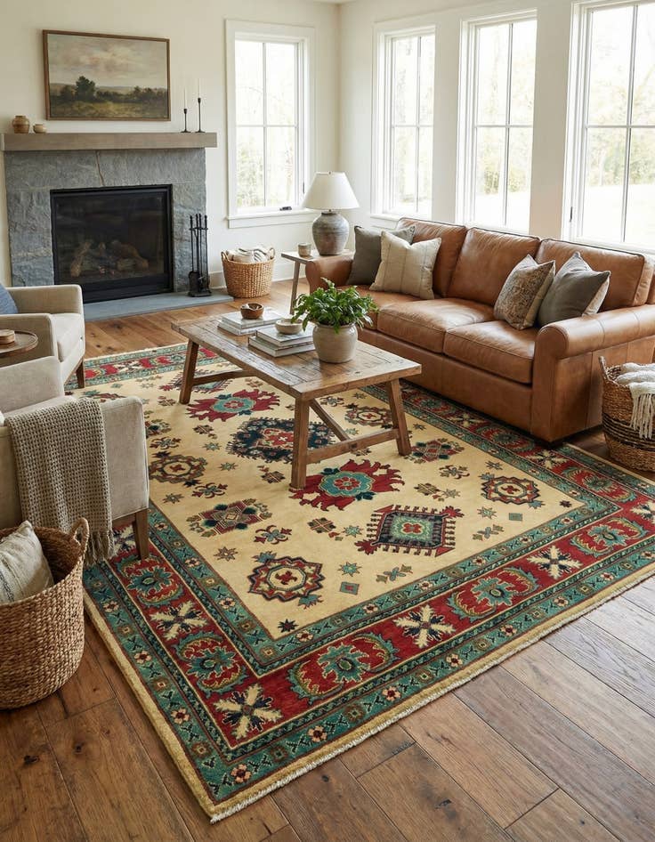 Detail image of 6' 7 x 9' 3 Hand Knotted Kazak Rug