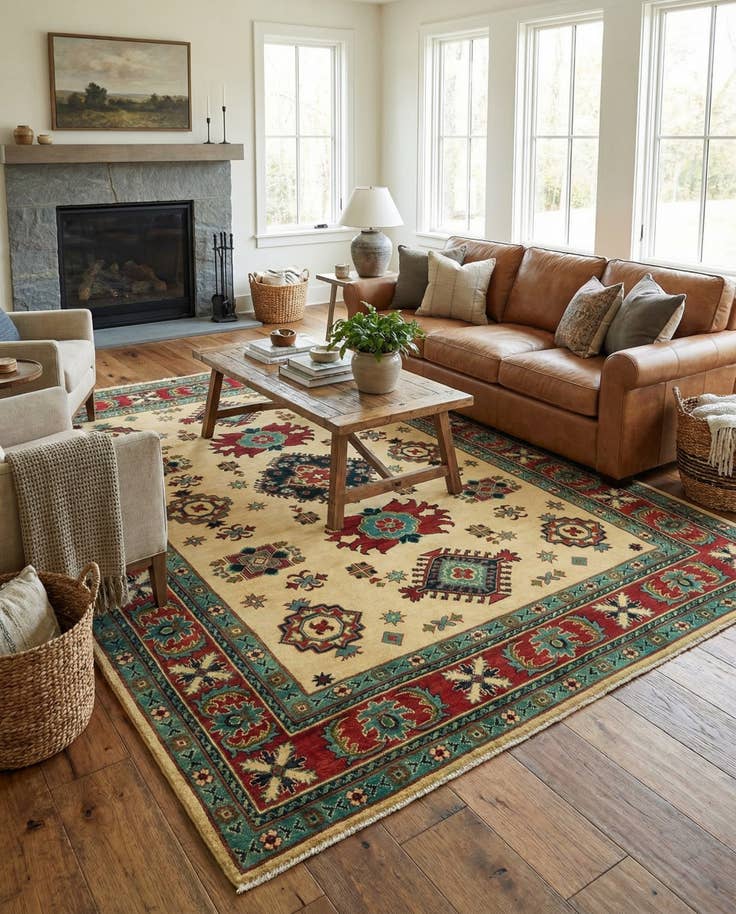 Detail image of 6' 7 x 9' 3 Hand Knotted Kazak Rug