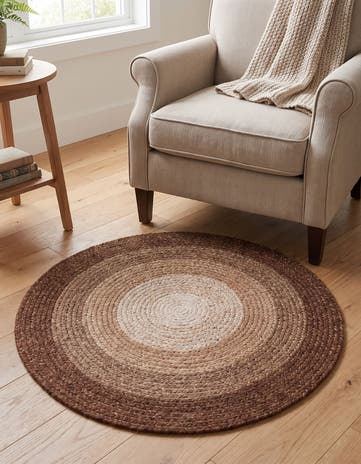 3' 1 x 3' 1 Handmade Hand Braided Wool Round Rug