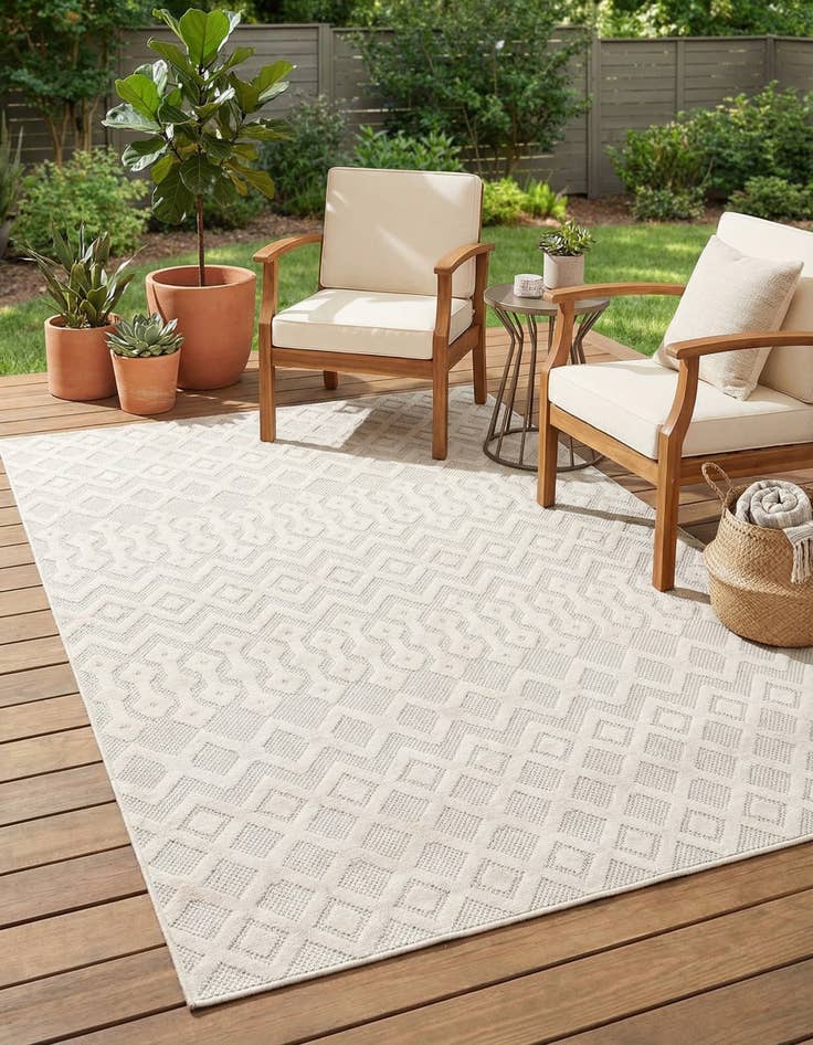 Detail image of 6' x 9' Easy-Clean Trellis Textured Indoor / Outdoor Rug