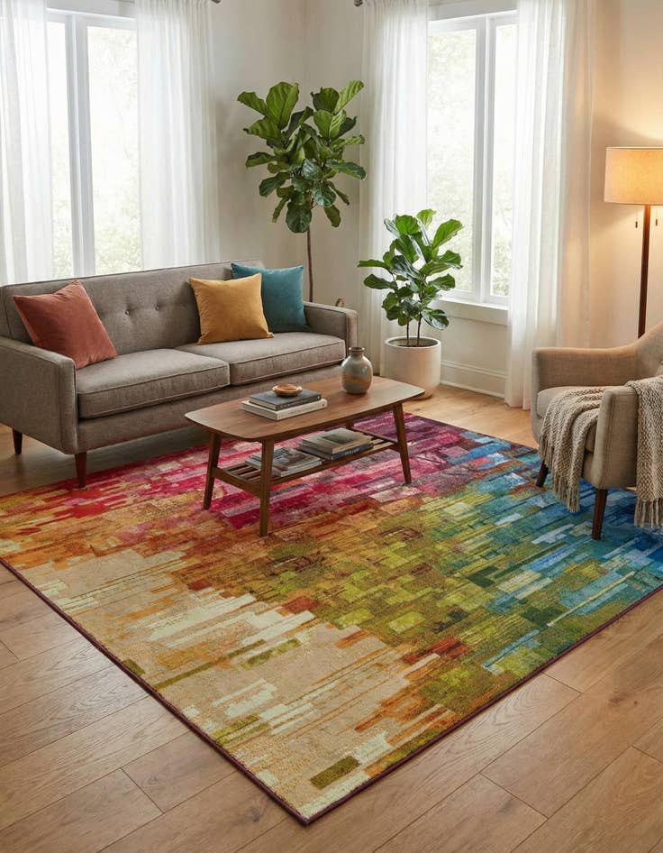 Detail image of 8' x 8'  Washable Modern Indoor / Outdoor Square Rug