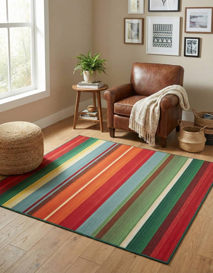 Detail image of 5' 3 x 5' 3  Washable Modern Indoor / Outdoor Square Rug