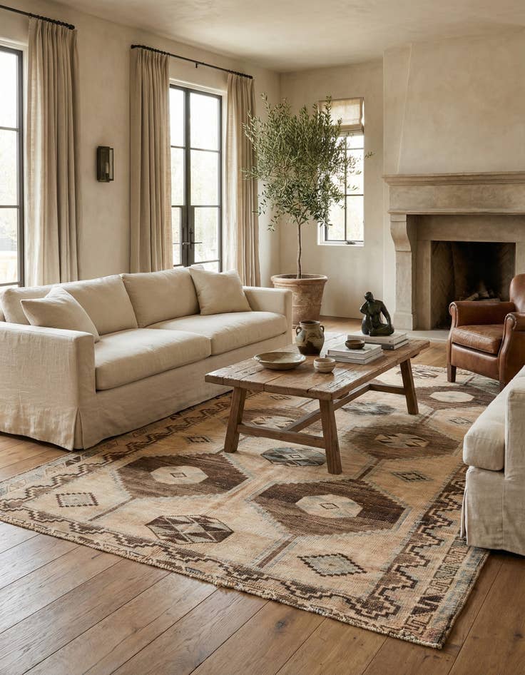 Detail image of  5' 6 x 9' 2  Hand Knotted Ultra Vintage Persian Wool Rug