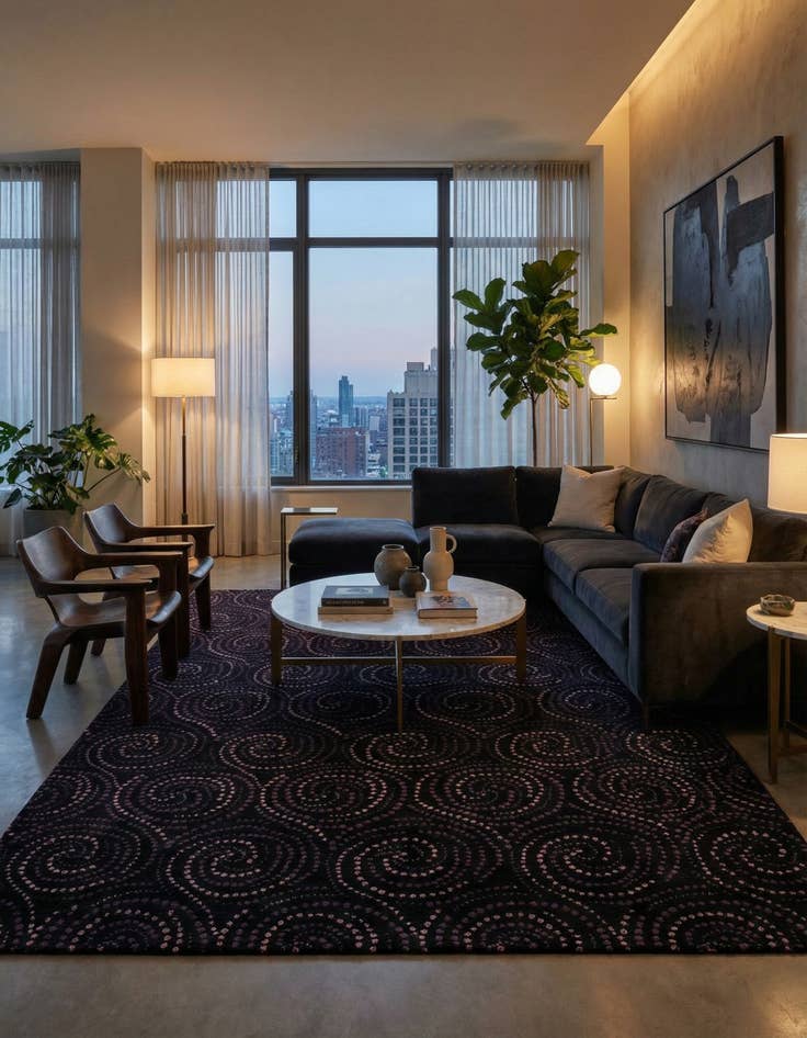 Detail image of  7' 11 x 9' 9  Hand Knotted Modern Manshu Wool Rug