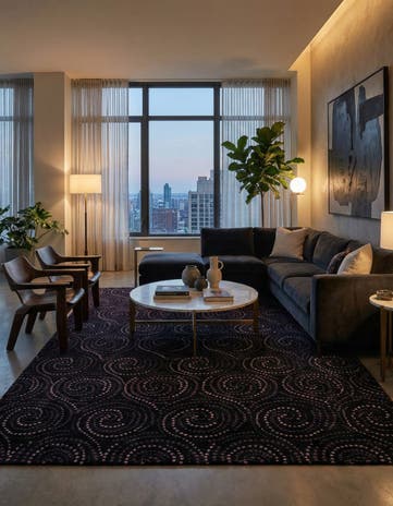 7' 11 x 9' 9 Hand Knotted Modern Manshu Wool Rug