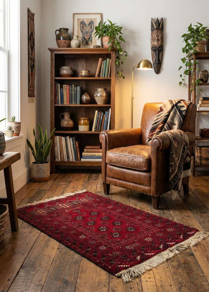 2' 6 x 3' 11 Hand Knotted Afghan Akhche Oriental Wool Rug