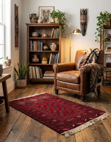 2' 6 x 3' 11 Hand Knotted Afghan Akhche Oriental Wool Rug