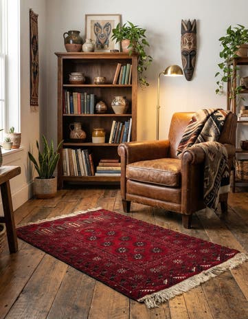 2' 6 x 3' 11 Hand Knotted Afghan Akhche Oriental Wool Rug