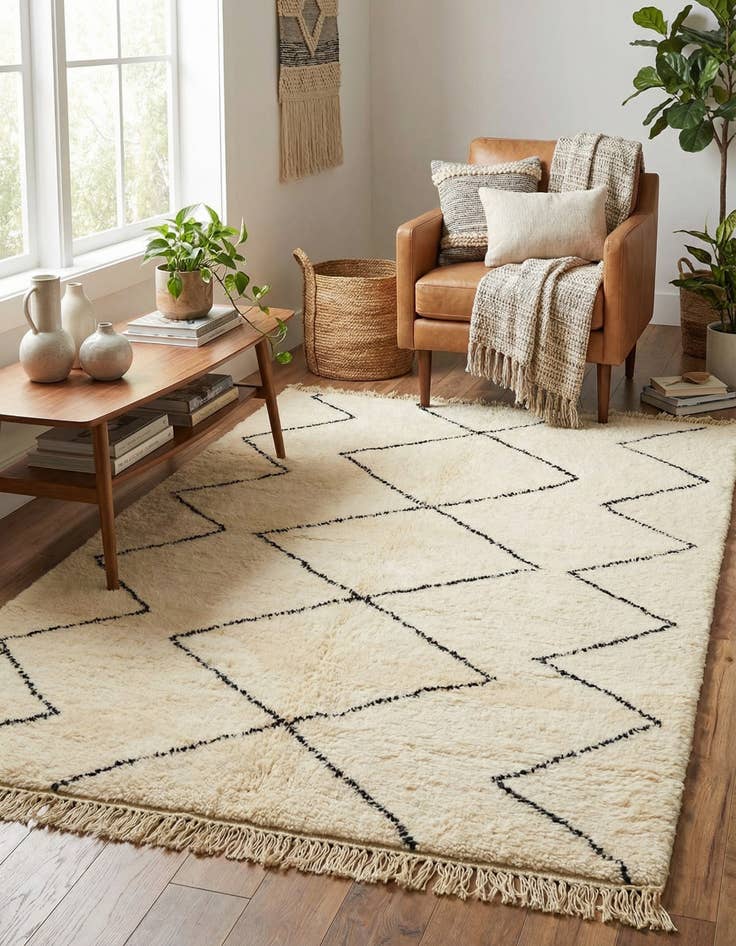 Detail image of 5' 1 x 7' 7  Hand Knotted Moroccan Wool Rug