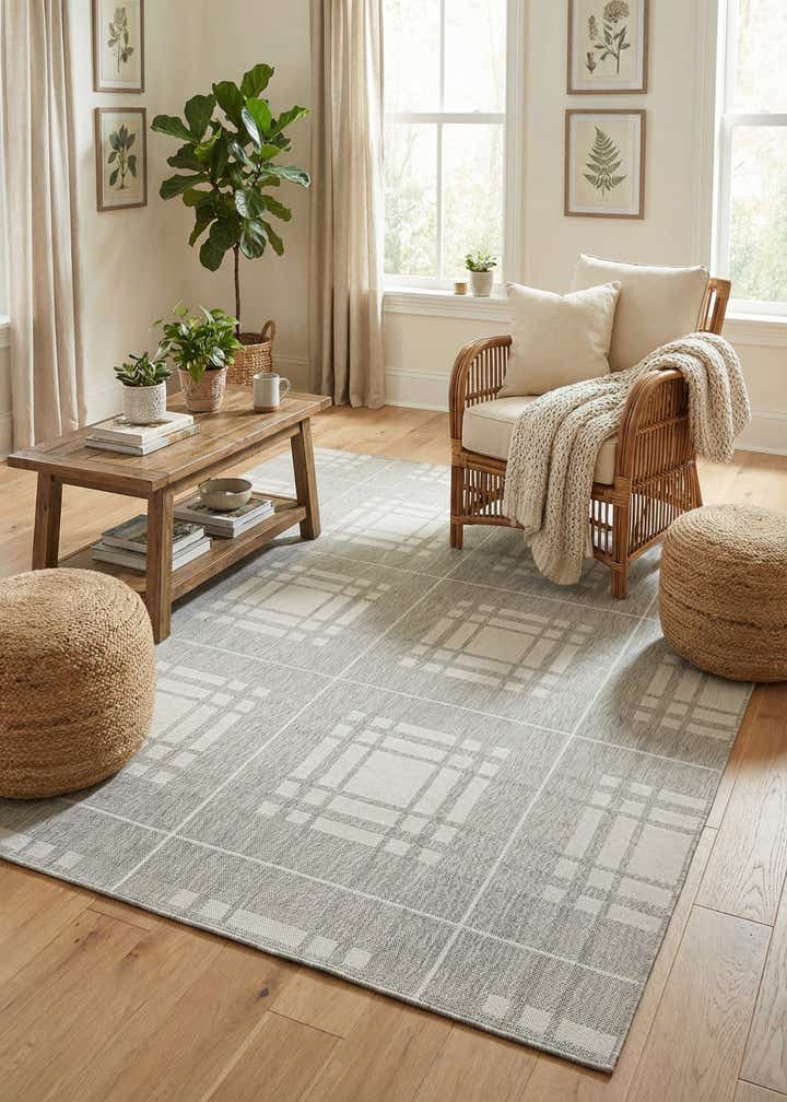 7' 10 x 10' Easy-Clean Checkered Indoor / Outdoor Rug