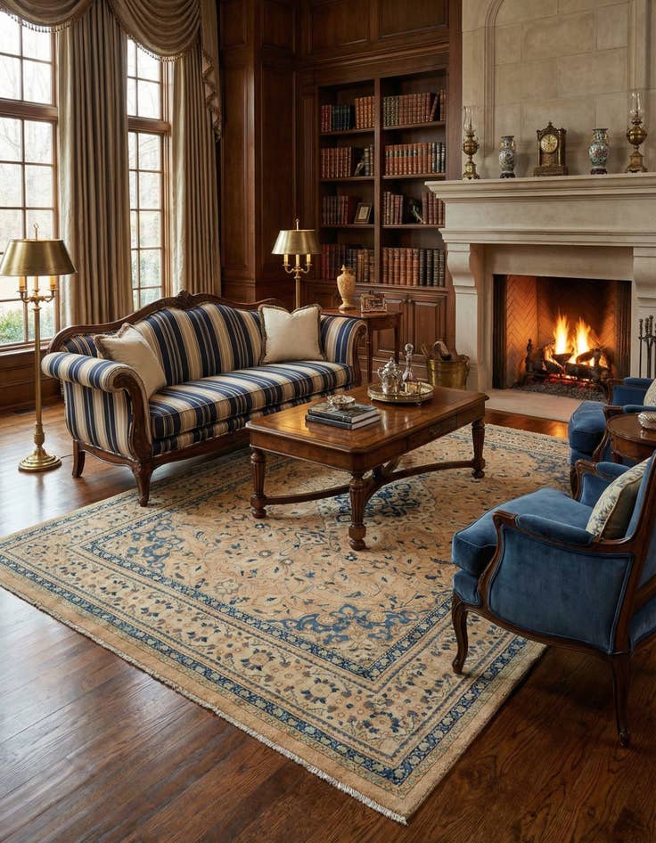 Detail image of 7' 10 x 11' 3 Hand Knotted Farahan Persian Wool Rug