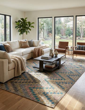 9' 1 x 9' 6 Hand Woven Kilim Modern Wool Square Rug
