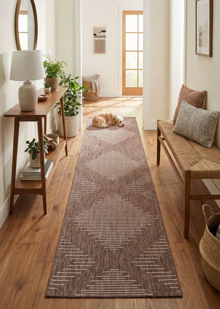 2' 7 x 12' Easy-Clean Modern Indoor / Outdoor Runner Rug