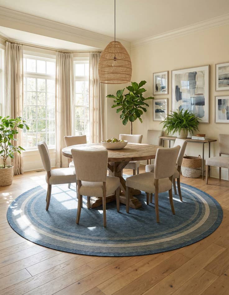 Detail image of 13' x 13'  Washable Border Indoor / Outdoor Round Rug