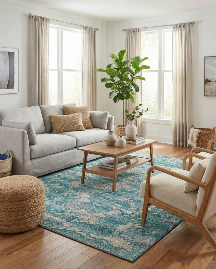 Detail image of 6' x 9' Easy-Clean Modern Indoor / Outdoor Rug