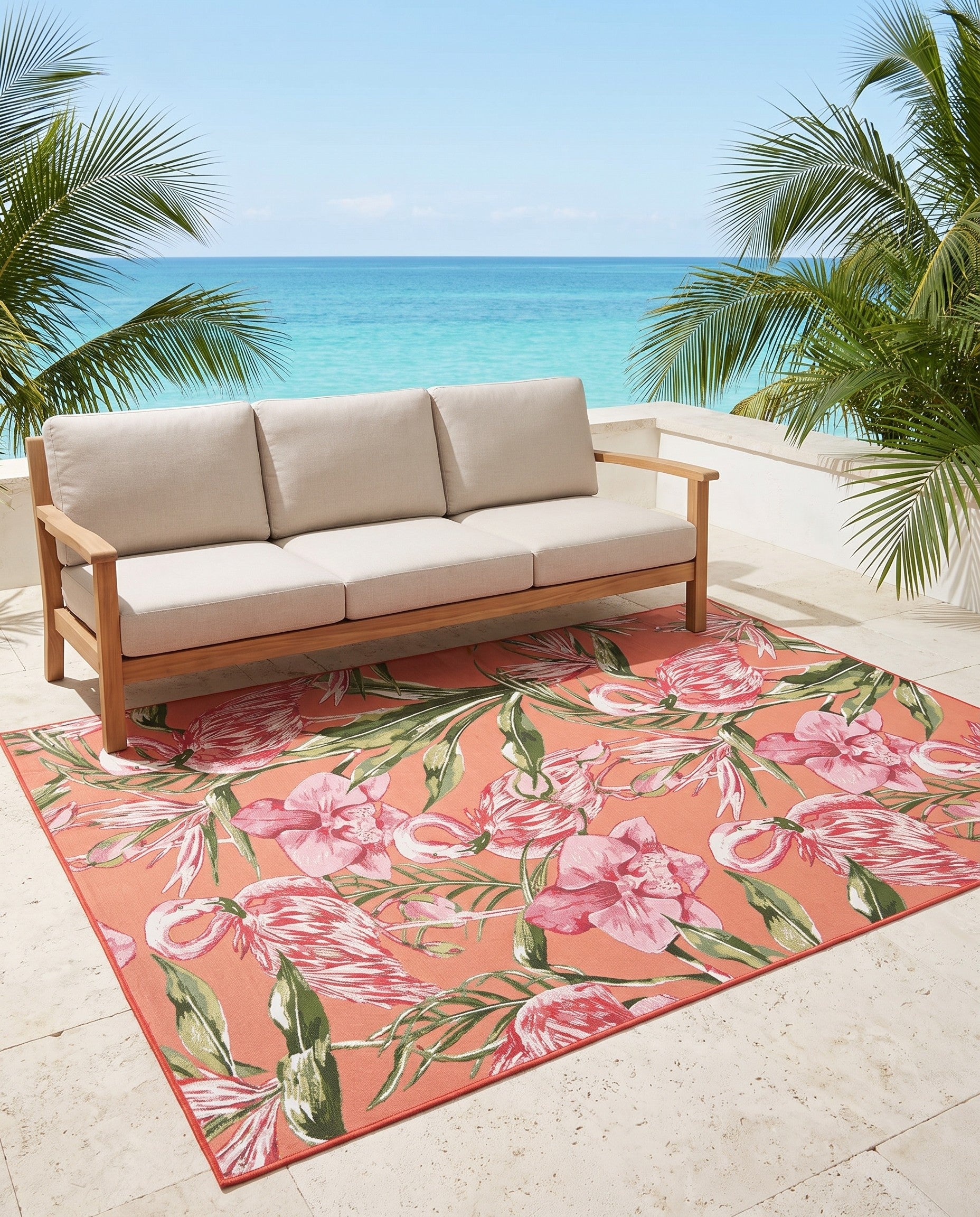 6' x 9' Easy-Clean Botanical Indoor / Outdoor Rug