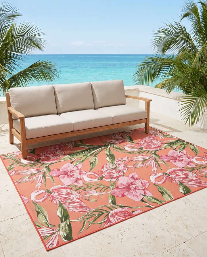 6' x 9' Easy-Clean Botanical Indoor / Outdoor Rug