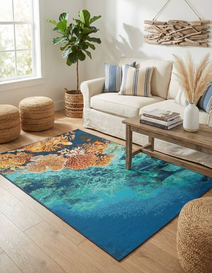 Detail image of 4' x 6' Easy-Clean Coastal Indoor / Outdoor Rug