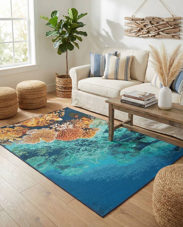 Detail image of 4' x 6' Easy-Clean Coastal Indoor / Outdoor Rug