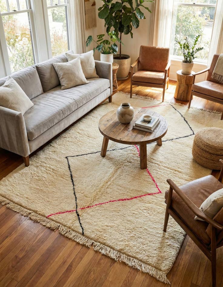 Detail image of 7' 2 x 9'  Hand Knotted Moroccan Wool Rug