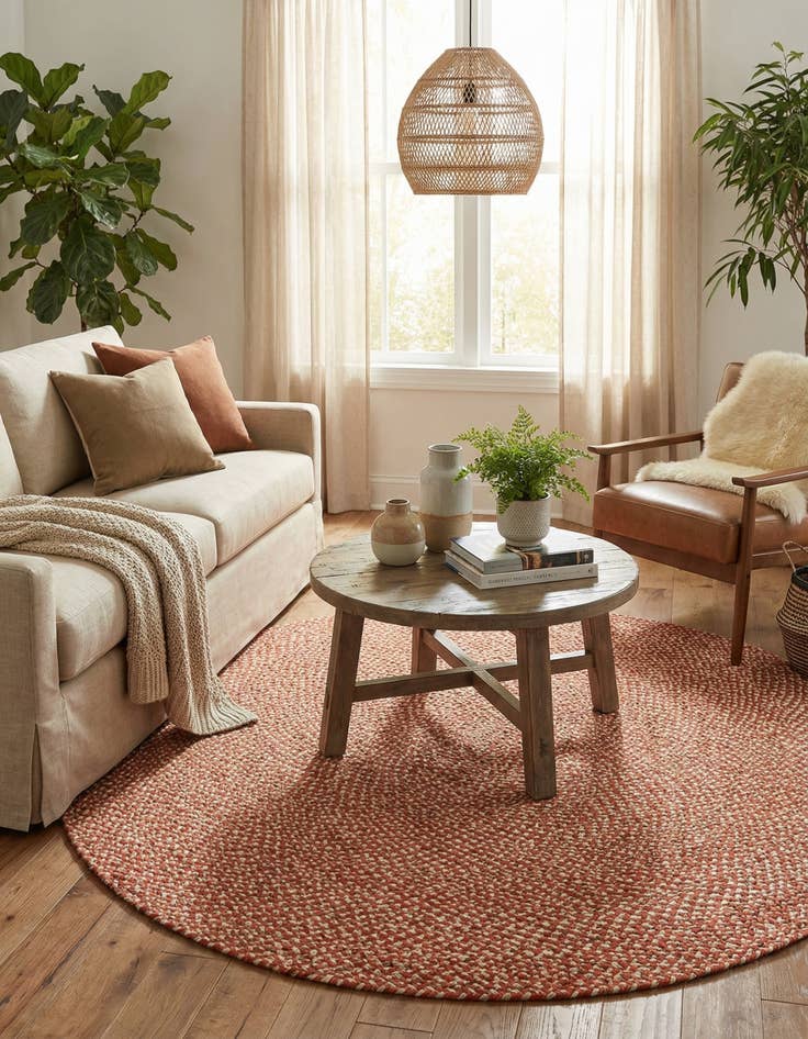 Detail image of  6' 1 x 6' 1  Hand Tweed Braided Jute Round Rug