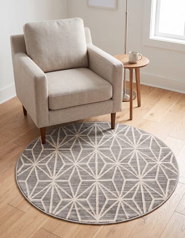 Jill Zarin Gray Uptown Fifth Avenue Round Rug