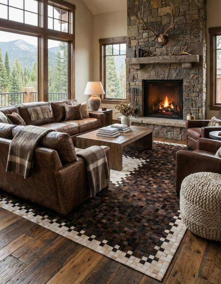 Detail image of 8' x 9' 9 Cowhide Stocks Rug