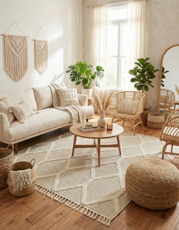 Ivory Boho Square Rug