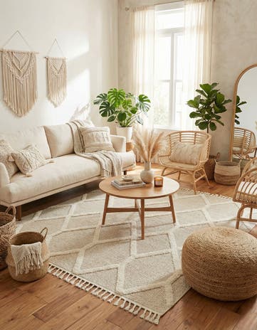 Ivory Boho Square Rug
