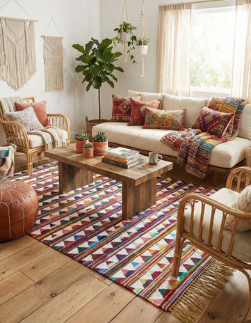 8' x 11' Hand Woven Chindi Trellis Rug