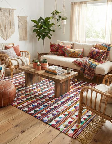 8' x 11' Hand Woven Chindi Trellis Rug