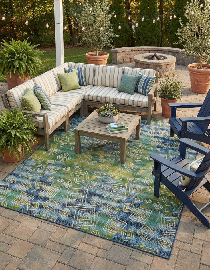 Detail image of 10' x 12' 2 Easy-Clean Modern Indoor / Outdoor Rug