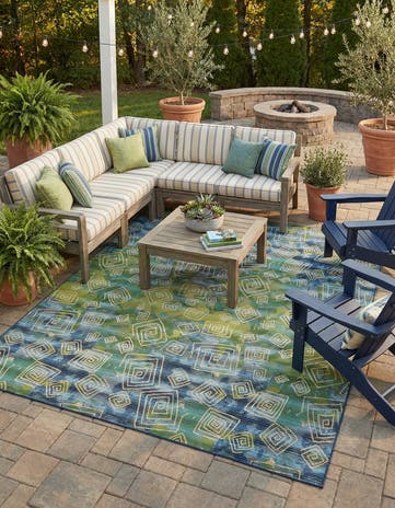 10' x 12' 2 Easy-Clean Modern Indoor / Outdoor Rug
