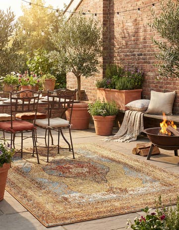 5' 3 x 8' Easy-Clean Traditional Indoor / Outdoor Rug