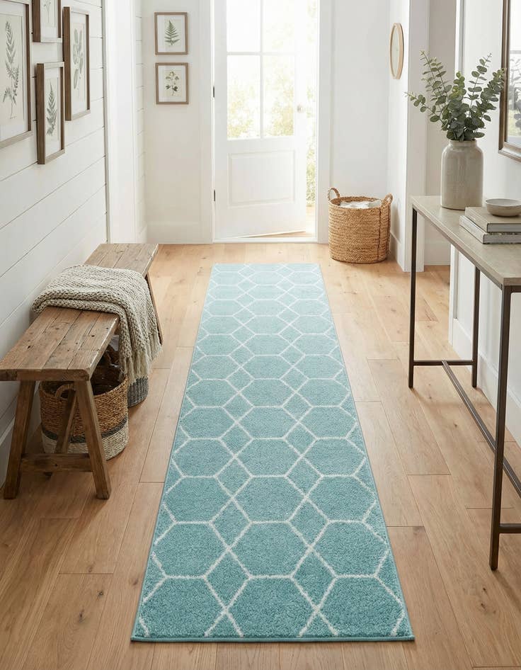 Detail image of  2' x 13' Lattice Frieze Runner Rug