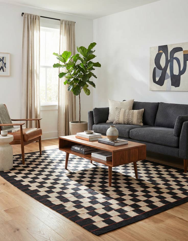 Detail image of 5' 1 x 6' 5  Hand Woven Kilim Modern Wool Rug