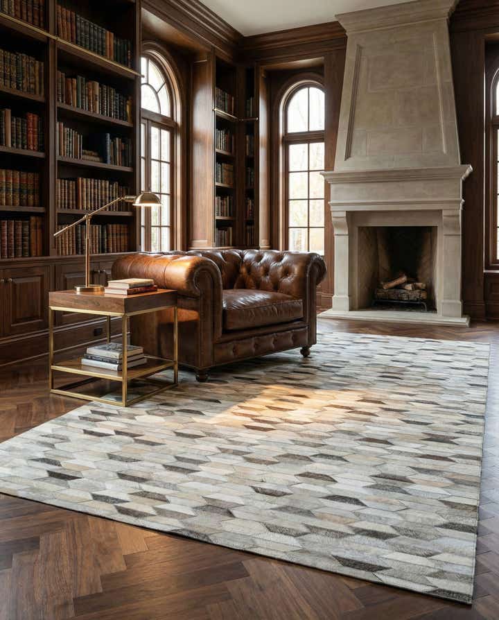 4' 10 x 8' Cowhide Leather Rug