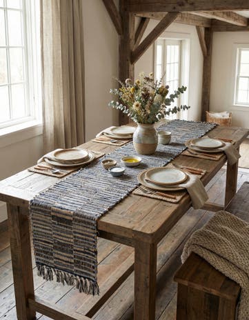 1' 2 x 10' Hand Woven Chindi Jute Table Runner Rug