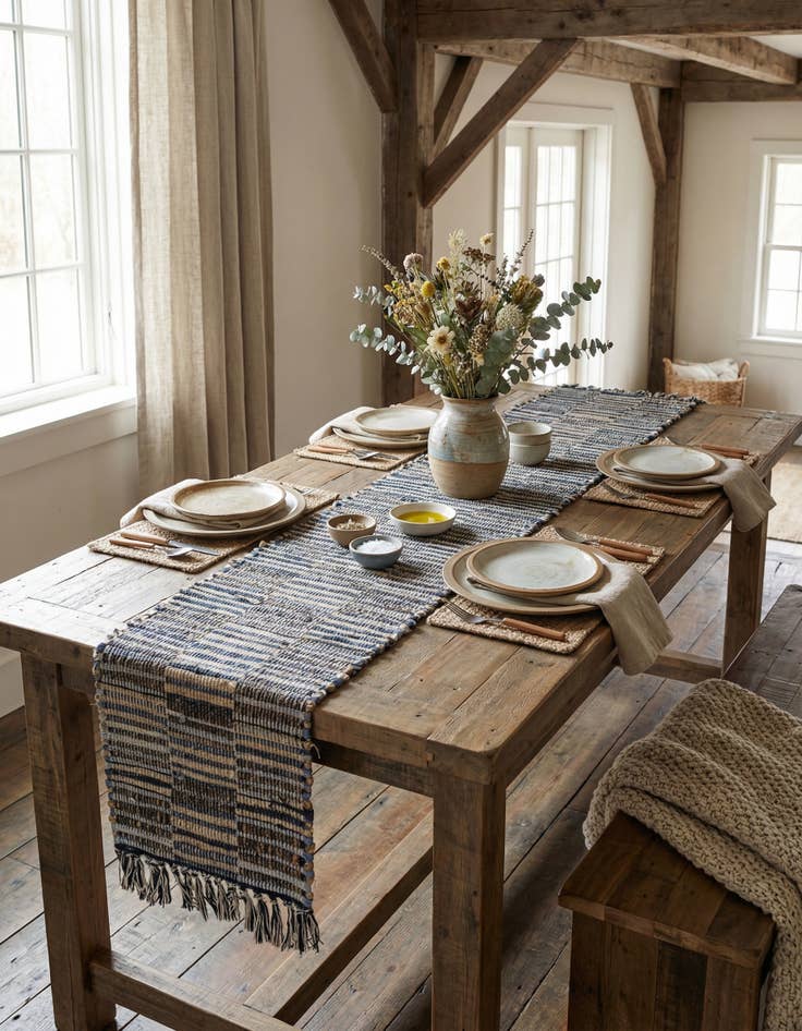 Detail image of  1' 2 x 10'  Hand Woven Chindi Jute Table Runner Rug