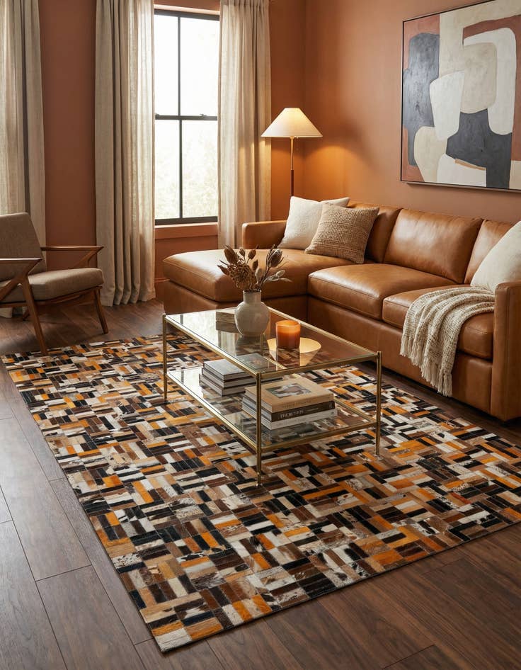 Detail image of  5' x 8' 1 Cowhide - Patchwork Rug