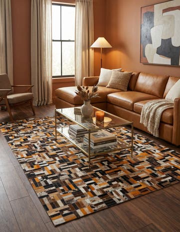 5' x 8' 1 Cowhide - Patchwork Rug