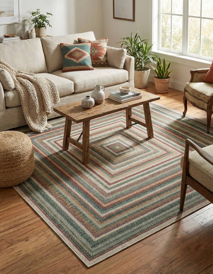 Detail image of 6' x 6'  Washable Baja Indoor / Outdoor Square Rug