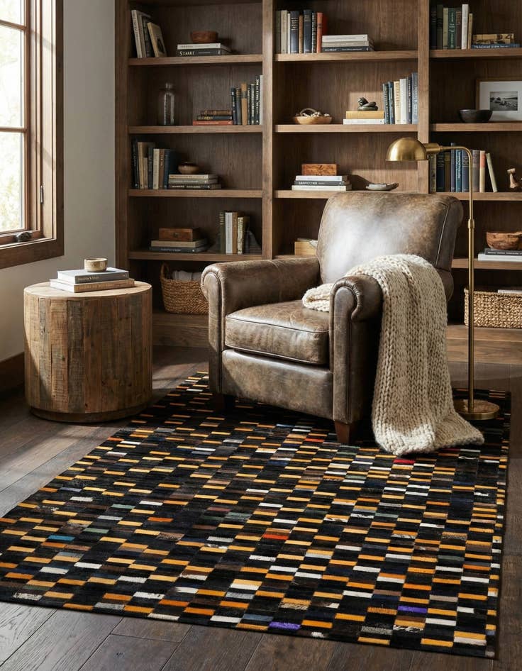 Detail image of  5' 1 x 8' Cowhide - Patchwork Rug