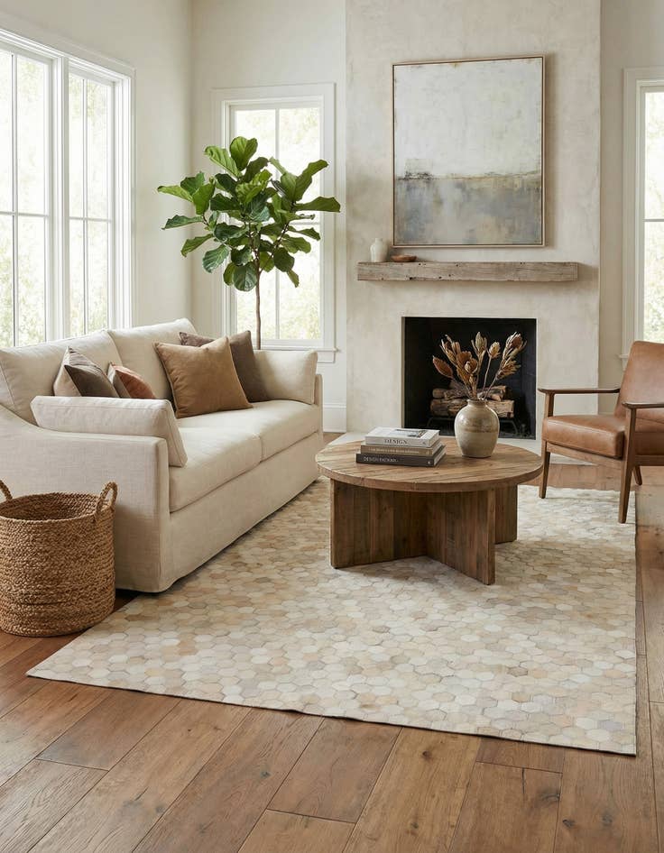 Detail image of 4' 11 x 7' 11 Cowhide Stocks Rug