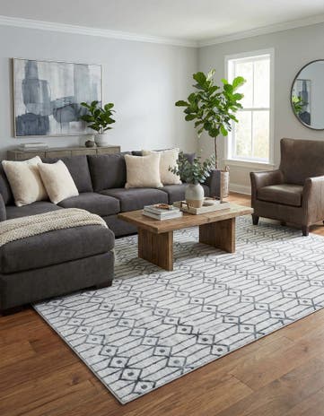 White Lattice Trellis Rug
