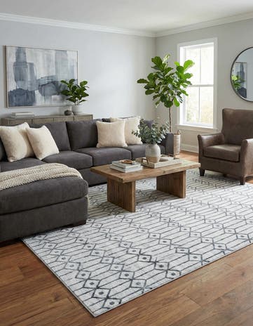 White Lattice Trellis Rug