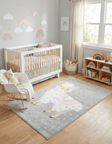5' 3 x 8' Llama Whimsy Kids Rug